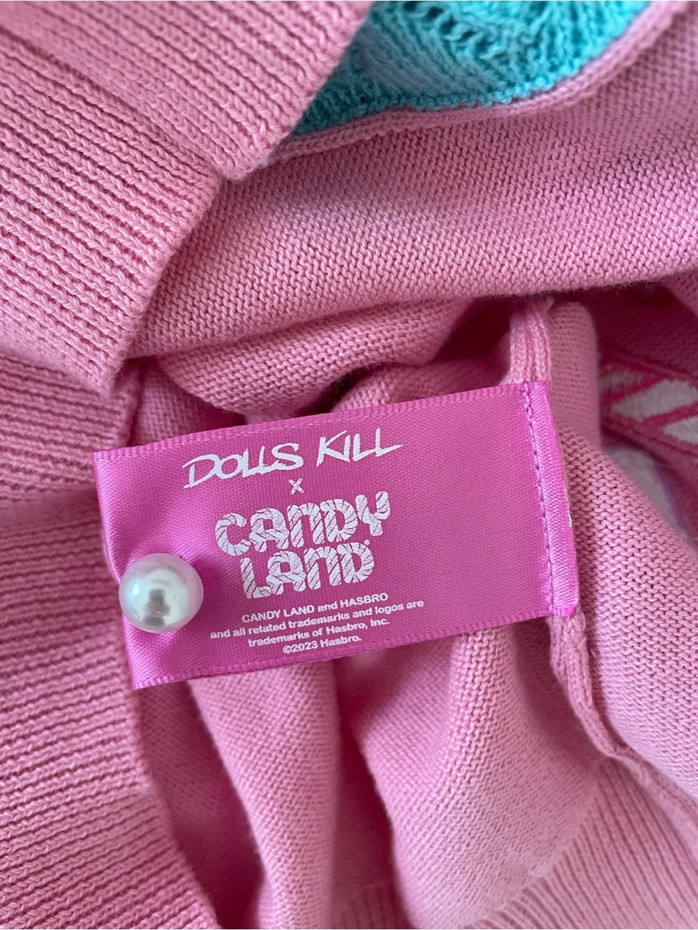 Dolls Kill Candyland Pink Embroidered Button Up Cardigan Sweater Women's Size s - Picture 5 of 6